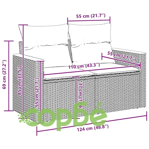 9-частен градински диван комплект с възглавници, бежов полиратан ➤ топ цена ➤ sorbe.bg