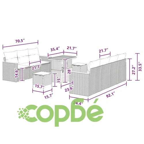 Градински диван комплект 10 части с възглавници черен полиратан акация ➤ топ цена ➤ sorbe.bg