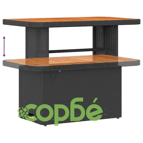 Градински диван комплект 10 части с възглавници черен полиратан акация ➤ топ цена ➤ sorbe.bg