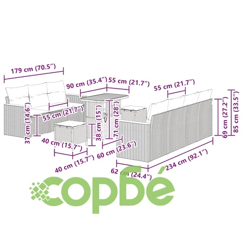 Градински комплект от полиратан с възглавници 10 части бежов цвят ➤ топ цена ➤ sorbe.bg