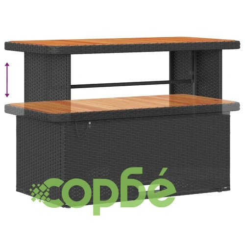 Градински комплект мебели 10 части с възглавници черен полиратан акация ➤ топ цена ➤ sorbe.bg