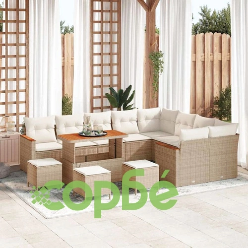 Градински комплект софа 13 части с възглавници бежов полиратан 110x55x71 см ➤ топ цена ➤ sorbe.bg