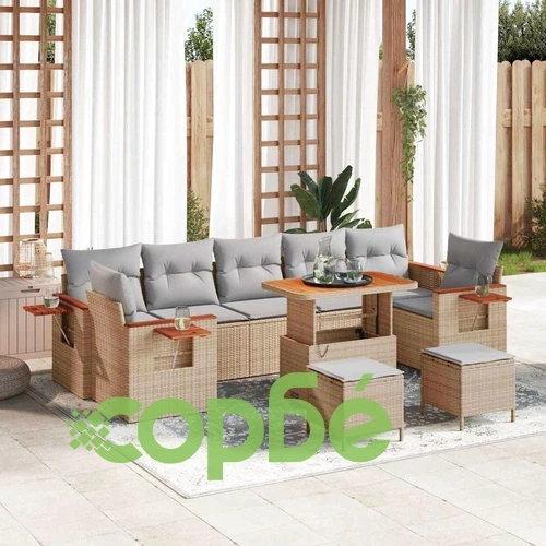 Градински комплект мебели 10 части полиратан бежово и светлосиво 90x55x71 см ➤ топ цена ➤ sorbe.bg
