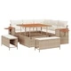 8-части градински диван комплект с възглавници от полиратан и акация бежово кремаво