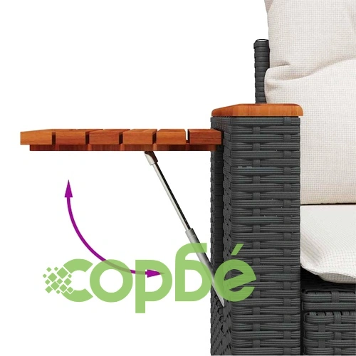 Градински комплект мебели 9 части полиратан черно и кремаво 110x55x71 см ➤ топ цена ➤ sorbe.bg