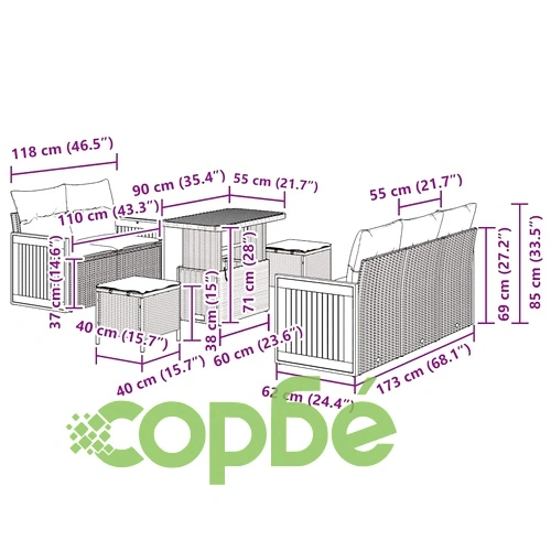 Градински комплект мебели 8 части полиратан бежово и кремаво 90x55x71 см ➤ топ цена ➤ sorbe.bg