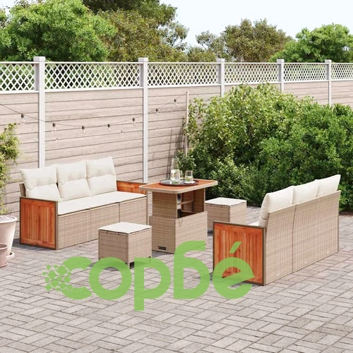 Градински комплект мебели 9 части от полиратан бежово и кремаво 90x55x71 см ➤ топ цена ➤ sorbe.bg