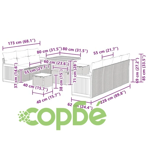 Градински комплект мебели 10 части полиротан бежово светлосиво с възглавници ➤ топ цена ➤ sorbe.bg