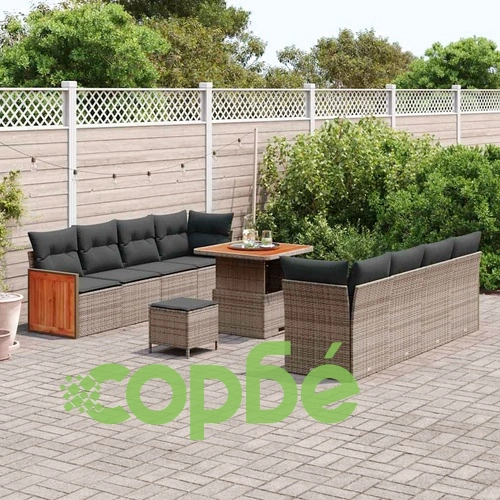 Градински комплект мебели 11 части полиротан сив 80x80x71 см ➤ топ цена ➤ sorbe.bg