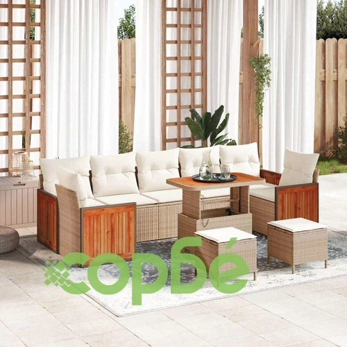 Градински комплект мебели 10 части полиратан бежов кремав 90x55x71 см ➤ топ цена ➤ sorbe.bg