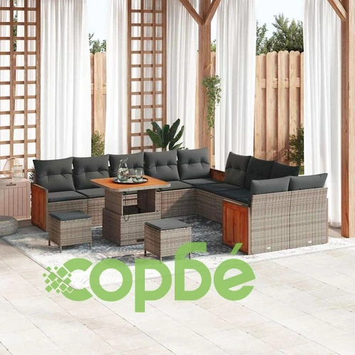 Градински комплект мебели от полиротан 13 части сив 80x80x71 см ➤ топ цена ➤ sorbe.bg
