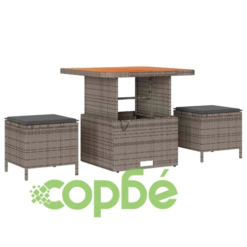 Градински комплект мебели 10 части полиратан сив 80x80x71 см ➤ топ цена ➤ sorbe.bg