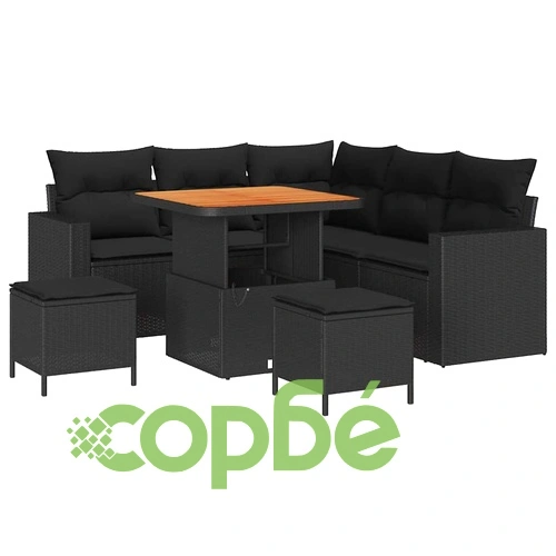 Градински комплект мебели 8 части полиратан черен 80x80x71 см ➤ топ цена ➤ sorbe.bg
