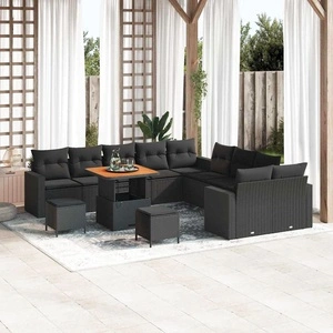 Градински комплект мебели полиратан 13 части черен 80x80x71 см
