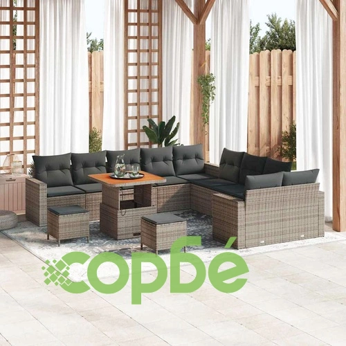 Градински комплект мебели 13 части полиротан сив 80x80x71 см ➤ топ цена ➤ sorbe.bg