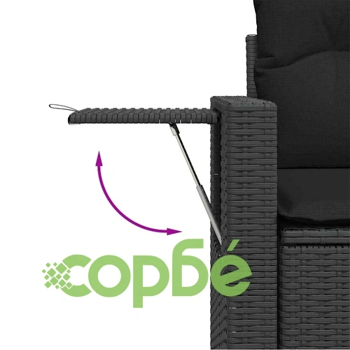 Градински комплект 8 части полиратан черен 80x80x71 см с възглавници ➤ топ цена ➤ sorbe.bg