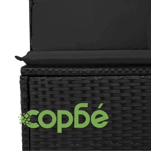 Градински комплект 8 части полиратан черен 80x80x71 см с възглавници ➤ топ цена ➤ sorbe.bg