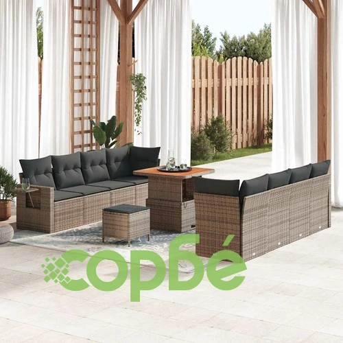 Градински комплект мебели 11 части сив полиратан 80x80x71 см ➤ топ цена ➤ sorbe.bg