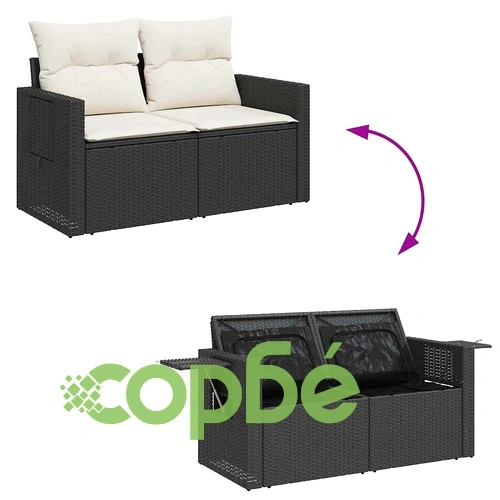 Градински комплект мебели 11 части полиротан черно и кремаво 90x55x71 см ➤ топ цена ➤ sorbe.bg