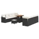 Градински комплект мебели 11 части полиротан черно и кремаво 90x55x71 см