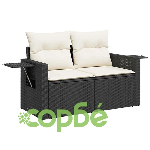 Градински комплект мебели 11 части полиротан черно и кремаво 90x55x71 см ➤ топ цена ➤ sorbe.bg