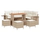 Градински диван комплект 9 части полиратан бежов и кремав 110x55x71 см