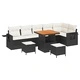 Градински диванен комплект 9 части с възглавници черен полиратан 80x80x71 см