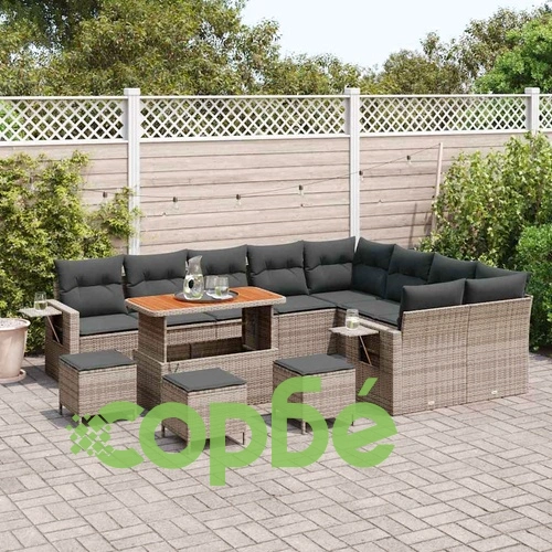 Градински комплект мебели 13 части полиратан сив 110 x 55 x 71 см ➤ топ цена ➤ sorbe.bg
