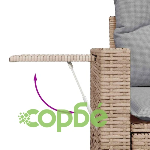 Градински комплект мебели 13 части с възглавници бежово полиратан акация ➤ топ цена ➤ sorbe.bg