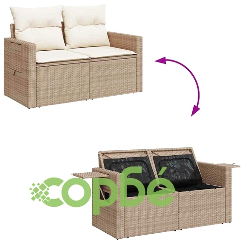 13-частен градински диван комплект с възглавници от полиратан бежов 80x80x71 см ➤ топ цена ➤ sorbe.bg