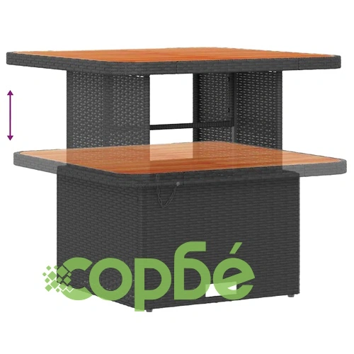 Градински комплект мебели 9 части полиратан черен 80x80x71 см ➤ топ цена ➤ sorbe.bg