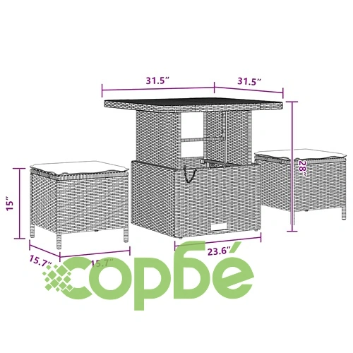 Градински комплект мебели 9 части полиратан черен 80x80x71 см ➤ топ цена ➤ sorbe.bg