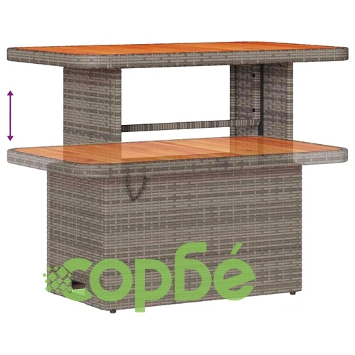 9-елементен градински комплект диван с възглавници сив полиратан акация 90x55x71 см ➤ топ цена ➤ sorbe.bg