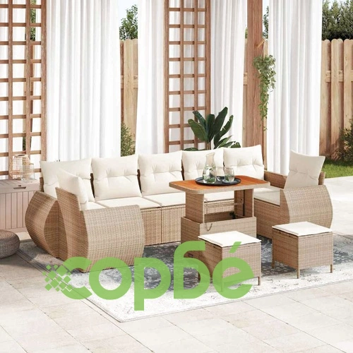 Градински комплект мебели 10 части с възглавници полиратан бежов 90x55x71 см ➤ топ цена ➤ sorbe.bg