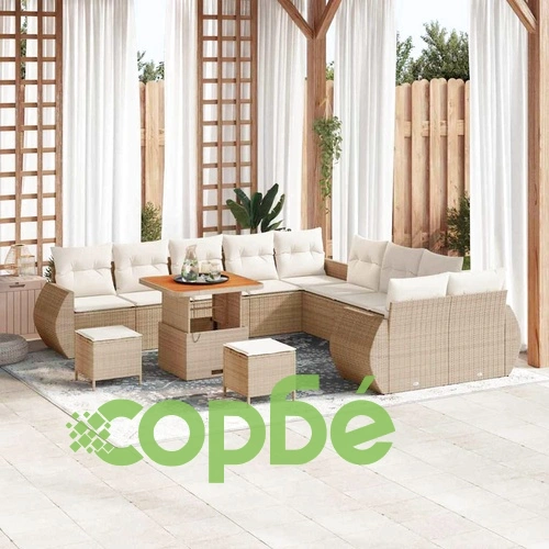 Градински комплект мебели 13 части полиратан бежов и кремав 80x80x71 см ➤ топ цена ➤ sorbe.bg