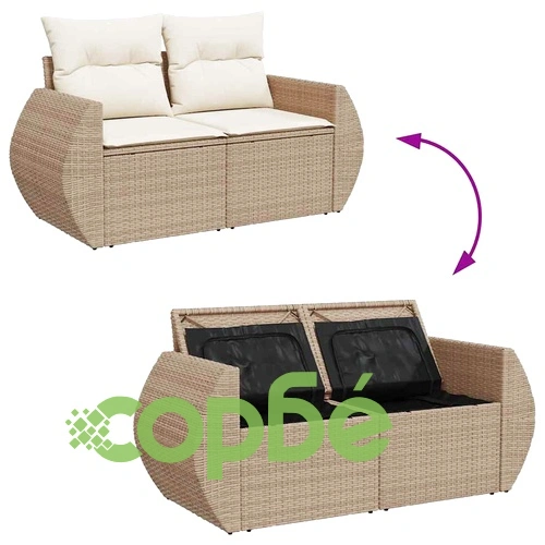 Градински комплект мебели 13 части полиратан бежов и кремав 80x80x71 см ➤ топ цена ➤ sorbe.bg