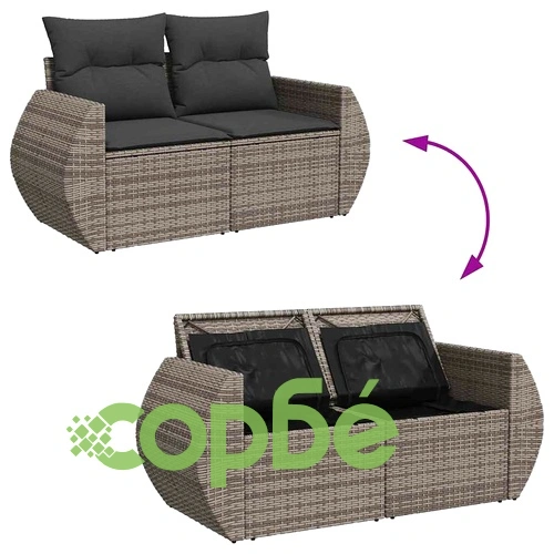 Градински комплект мебели 14 части полиратан сив 110x55x71 см ➤ топ цена ➤ sorbe.bg