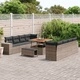 Градински комплект мебели 11 части сив поли ратан акация 100x100x71 см