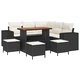 Градински комплект мебели 9 части от полиратан черен и крем 110x55x71 см