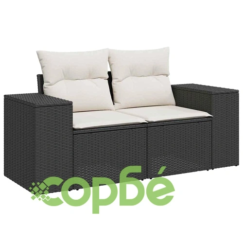 Градински комплект мебели 9 части от полиратан черен и крем 110x55x71 см ➤ топ цена ➤ sorbe.bg