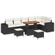 Градински комплект мебели 9 части полиратан черен и кремав 90x55x71 см