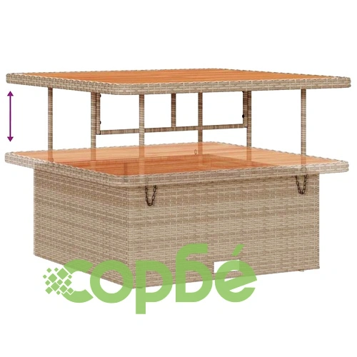 12-части Градински Диван Комплект с Възглавници Бежов Полиратан ➤ топ цена ➤ sorbe.bg