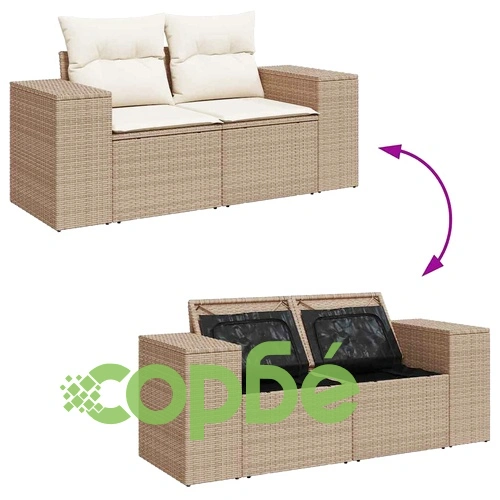 Градински комплект мебели 13 части полиратан акация бежов кремав 80x80x71 см ➤ топ цена ➤ sorbe.bg