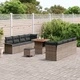 Градински комплект мебели 11 части сив полиратан и акация 80x80x71 см