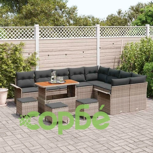 Градински комплект мебели 13 части полиратан сив 110 x 55 x 71 см ➤ топ цена ➤ sorbe.bg