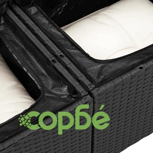 Комплект градински диван 13 части полиратан черен и кремав 90x55x71 см ➤ топ цена ➤ sorbe.bg