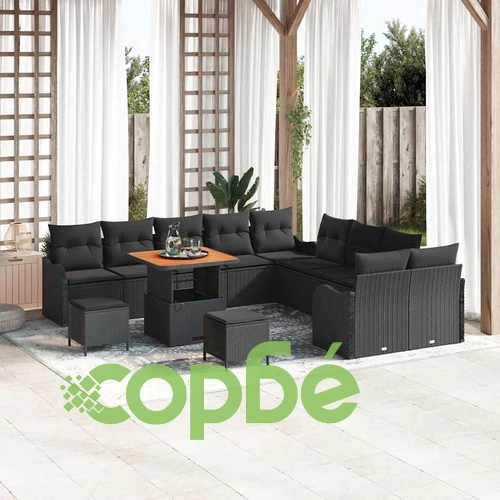 Градински комплект мебели 13 части полиратан черен 80x80x71 см ➤ топ цена ➤ sorbe.bg