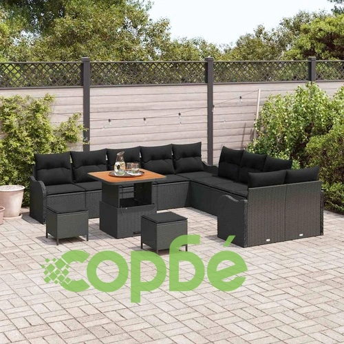Градински комплект мебели 13 части полиратан черен 80x80x71 см ➤ топ цена ➤ sorbe.bg