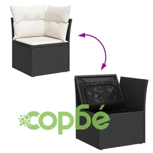 Градински комплект мебели 10 части полиратан черен/крем 110x55x71 см ➤ топ цена ➤ sorbe.bg