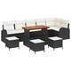 Градински комплект мебели 10 части полиратан черен/крем 110x55x71 см